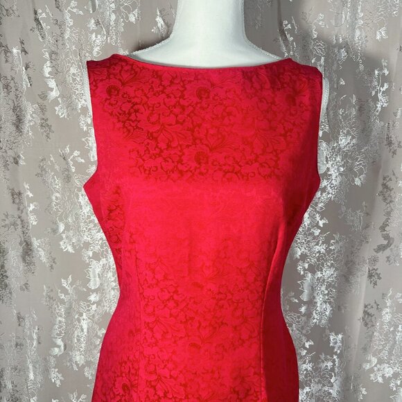Vintage 90s Espirit Red Floral Print Mini Cocktail Dress Women's Size 13/14 - Picture 2 of 9
